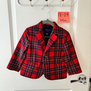 Janie and Jack PLAID WOOL BLAZER, Bradbury Red Plaid